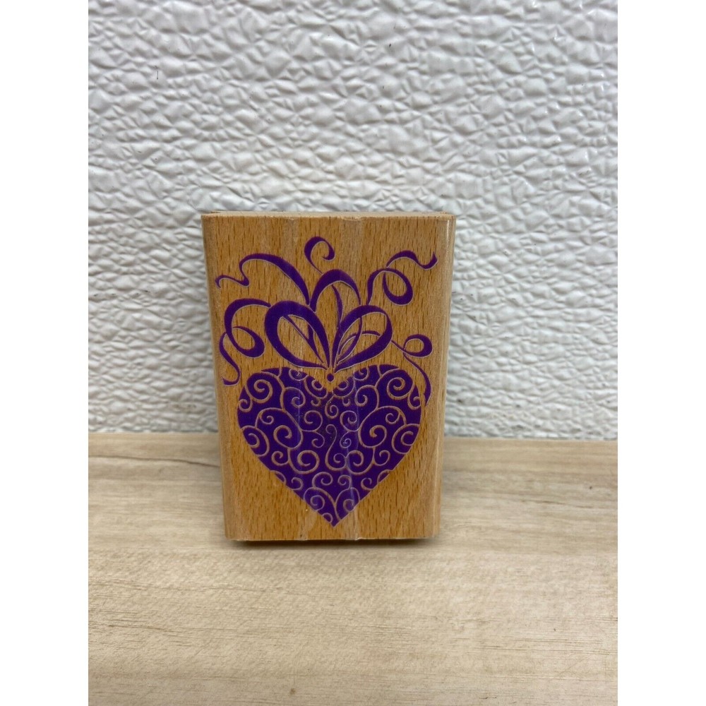Stamp Craft Fancy Heart Wood Mounted Rubber Stamp